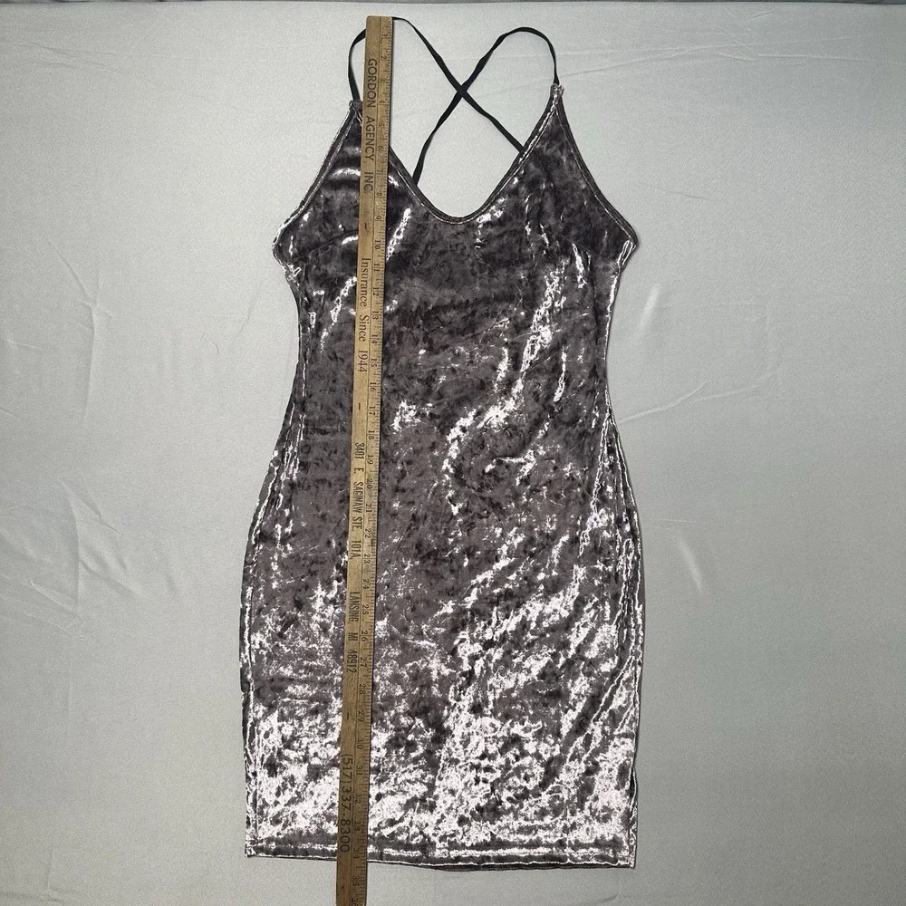 Velvet Bodycon Dress M L‎ Silver Purple Y2K Corset Back Pop Iconic Party Dress